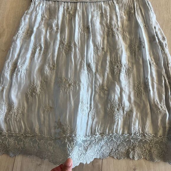 Nicole SILK Nicole Grey Floral Skirt size L - Picture 5 of 8